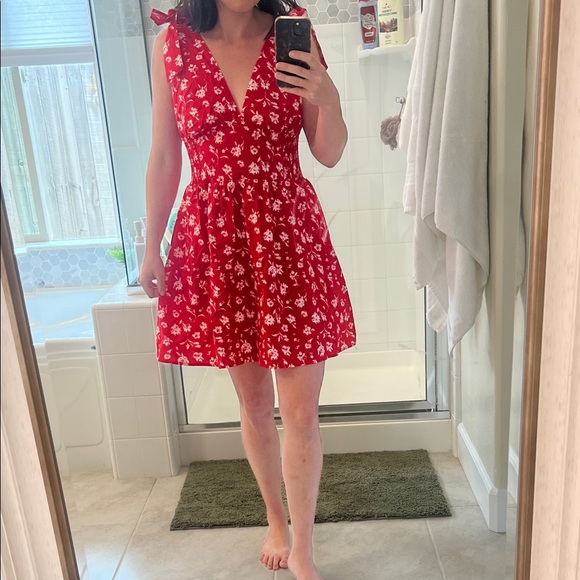 wild fable Dresses & Skirts - wild fable Red Floral Tie-Shoulder Mini Dress